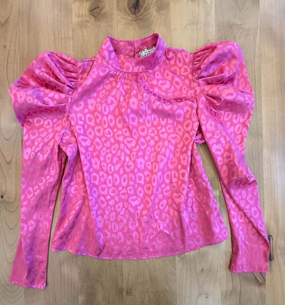 A.Calin By Flying Tomato Pink Leopard Print Puff Sleeve M
